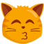 Kissing Cat Face With Closed Eyes on Messenger